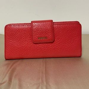 FOSSIL Red Genuine Leather Beautiful Wallet